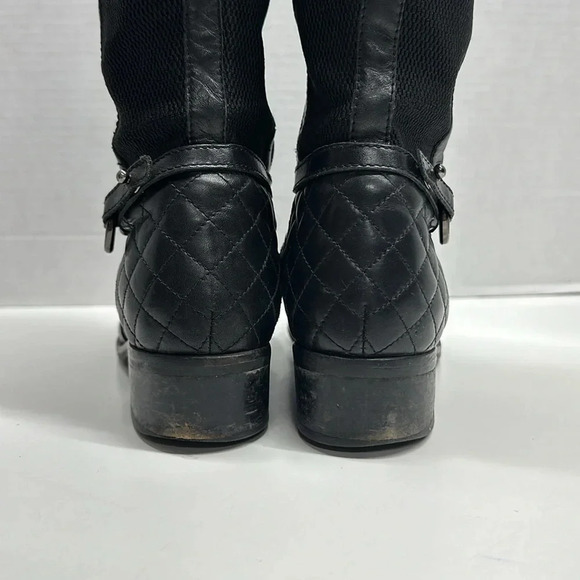 Aquatalia Boots Leather Tall Riding Quilted Horse Bit Side Zip Up Black Size 7 - Picture 9 of 12